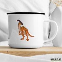 Emaille Tasse Parasaurolophus Dinosaurier 300ml Vintage Emaille Becher