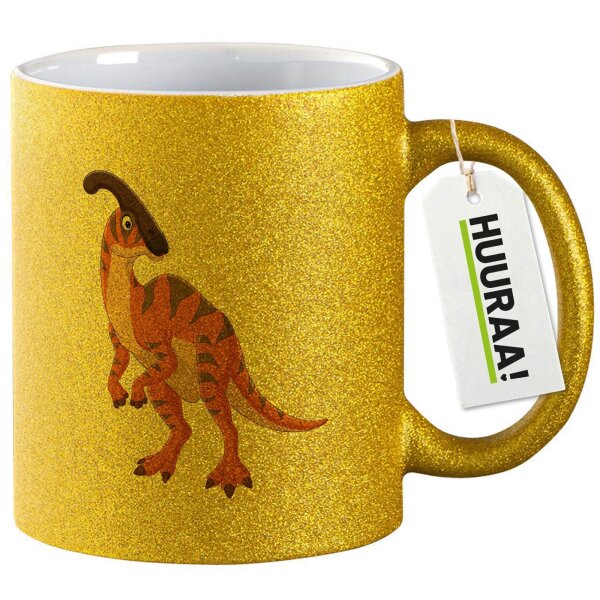 Glitzertasse Parasaurolophus Dinosaurier 330ml