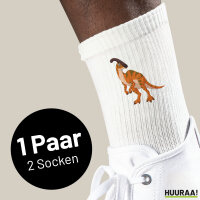 Unisex Socken Parasaurolophus Dinosaurier Größe 37/46 White Motiv Tennissocken