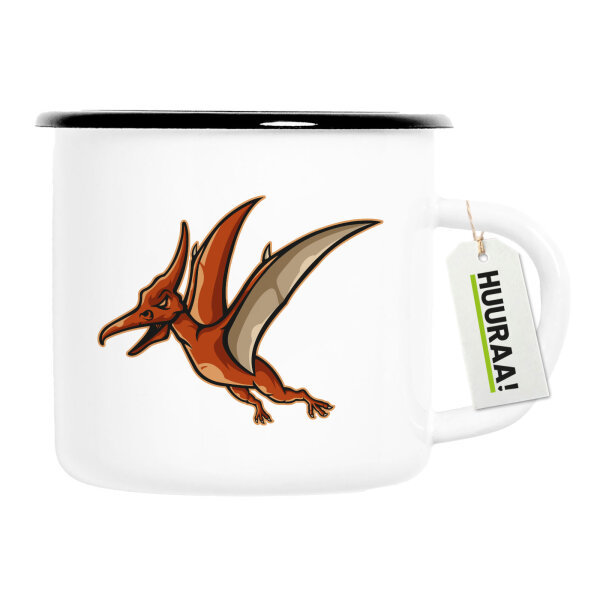 Emaille Tasse Pteranodon Dinosaurier 300ml Vintage Emaille Becher