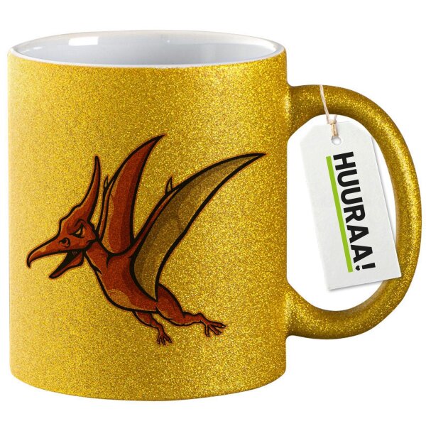 Glitzertasse Pteranodon Dinosaurier 330ml