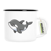 Emaille Tasse Orka Killerwal 300ml Vintage Emaille Becher