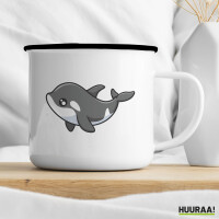 Emaille Tasse Orka Killerwal 300ml Vintage Emaille Becher