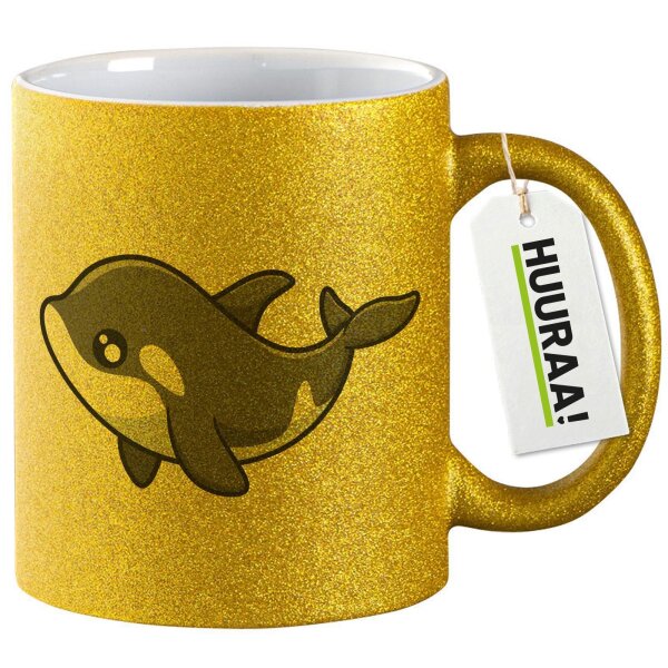Glitzertasse Orka Killerwal 330ml