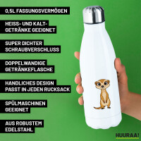 Trinkflasche Erdmännchen Comic 500ml Edelstahl Wasserflasche