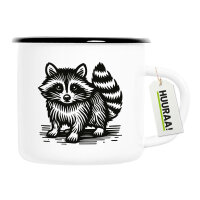 Emaille Tasse Waschb&auml;r Comic 300ml Vintage