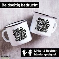 Emaille Tasse Waschb&auml;r Comic 300ml Vintage