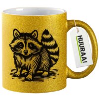 Glitzertasse Waschbär Comic 330ml