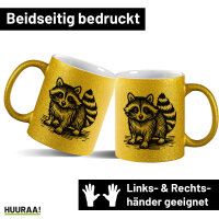 Glitzertasse Waschbär Comic 330ml