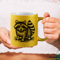 Glitzertasse Waschbär Comic 330ml