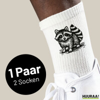 Unisex Tennissocken Waschbär Comic Größe 42/46 White Motiv Sportsocken