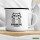 Emaille Tasse Erkenne die Zeichen grimmige Katze 300ml Vintage