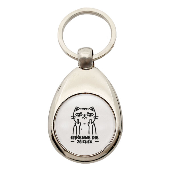 Schlüsselanhänger Erkenne die Zeichen grimmige Katze