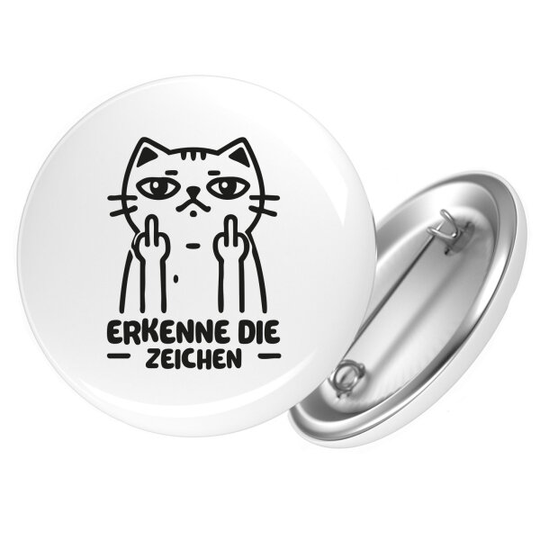 Button Erkenne die Zeichen grimmige Katze
