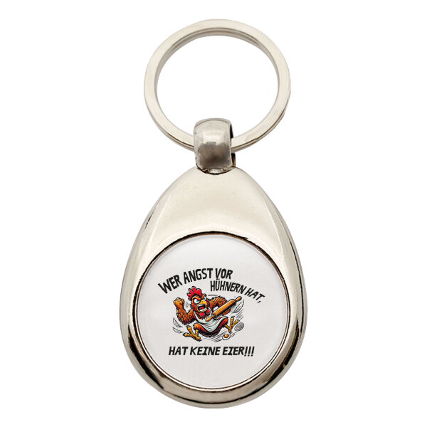 Schlüsselanhänger Angst vor Hühnern, hat keine Eier grimmiger Hahn
