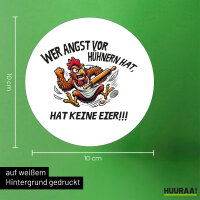 Aufkleber Angst vor Hühnern, hat keine Eier grimmiger Hahn 10cm
