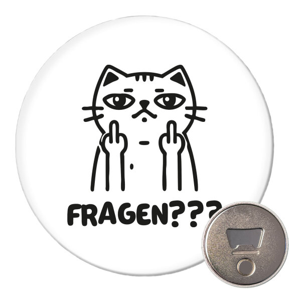 Magnet Fragen? grimmige Katze 59mm Kühlschrankmagnet