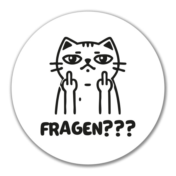 Aufkleber Fragen? grimmige Katze 10cm