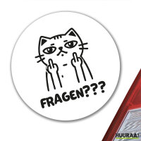Aufkleber Fragen? grimmige Katze 10cm rund