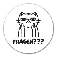 Aufkleber Fragen? grimmige Katze 10cm