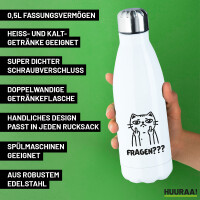 Trinkflasche Fragen? grimmige Katze 500ml Edelstahl Wasserflasche