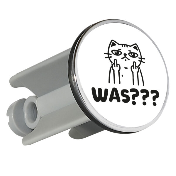 Waschbeckenstöpsel Was? grimmige Katze 4cm Abflussstopfen