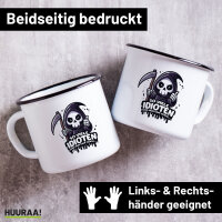 Emaille Tasse So viele Idioten nur eine Sense Sensenmann...