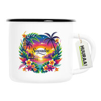 Emaille Tasse Sawadee thailändische Begrüßung 300ml Vintage