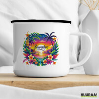 Emaille Tasse Sawadee thailändische Begrüßung 300ml Vintage