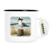 Emaille Tasse K&auml;pit&auml;n M&ouml;we...
