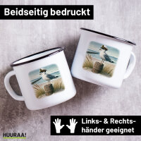 Emaille Tasse K&auml;pit&auml;n M&ouml;we...