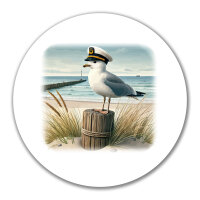 Aufkleber Käpitän Möwe Strand Küste 10cm