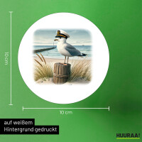 Aufkleber Käpitän Möwe Strand Küste 10cm