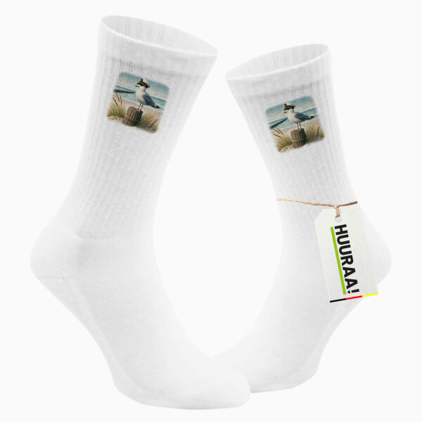 Unisex Socken Käpitän Möwe Strand Küste Größe 37/46 White Motiv Tennissocken