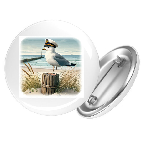 Button Käpitän Möwe Strand Küste rund