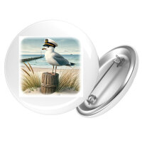 Button Käpitän Möwe Strand Küste rund