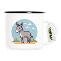 Emaille Tasse süßer Esel Comic 300ml Vintage...