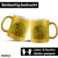 Glitzertasse süßer Esel Comic 330ml