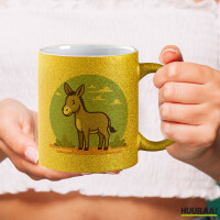 Glitzertasse süßer Esel Comic 330ml