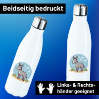 Trinkflasche süßer Esel Comic 500ml Edelstahl...