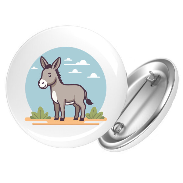 Button süßer Esel Comic rund