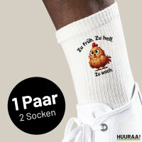 Unisex Socken Zu früh. Zu hell. Zu wach. grimmiges Huhn Größe 37/46 White Motiv Tennissocken