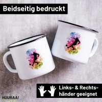 Emaille Tasse Fußballspieler bunte Silhouette 300ml...