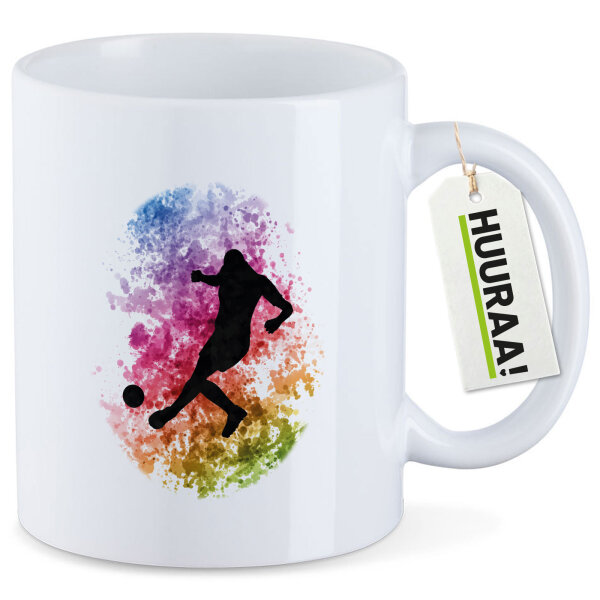 Kaffeetasse Fußballspieler bunte Silhouette 330ml