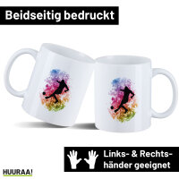 Kaffeetasse Fußballspieler bunte Silhouette 330ml