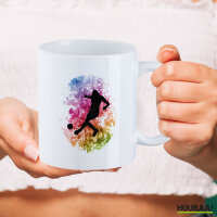 Kaffeetasse Fußballspieler bunte Silhouette 330ml