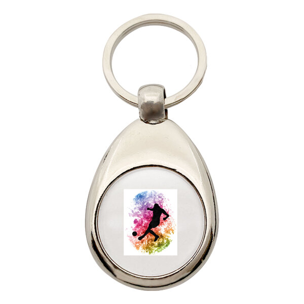 Schlüsselanhänger Fußballspieler bunte Silhouette