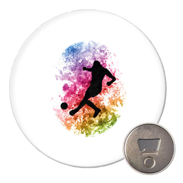 Magnet Fußballspieler bunte Silhouette 59mm Kühlschrankmagnet