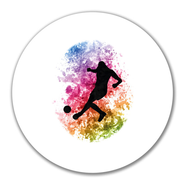 Aufkleber Fußballspieler bunte Silhouette 10cm