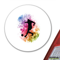 Aufkleber Fußballspieler bunte Silhouette 10cm rund